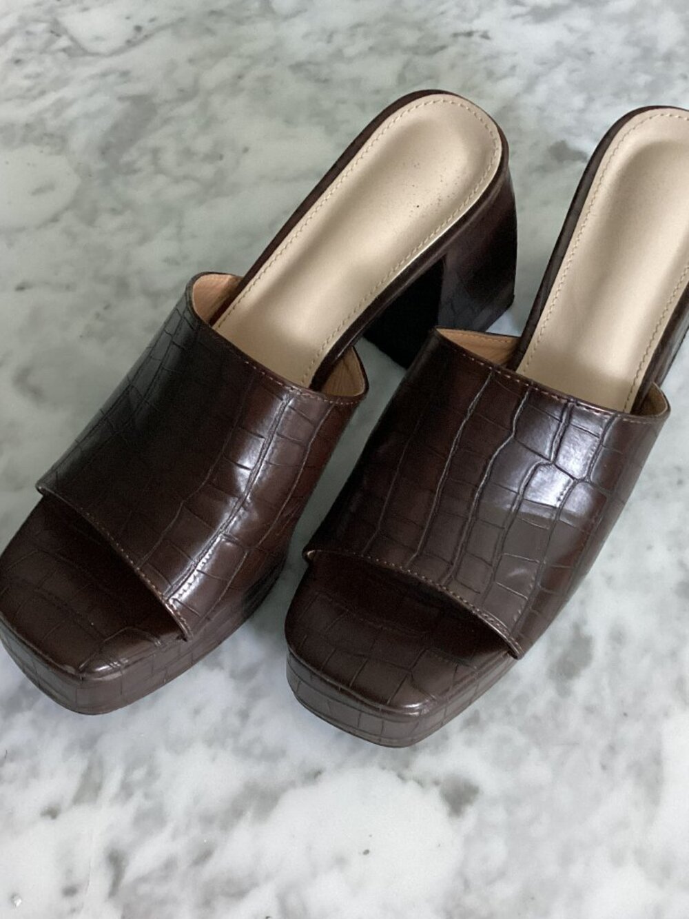 Brown Slip-on Platform Heels - sz 41.